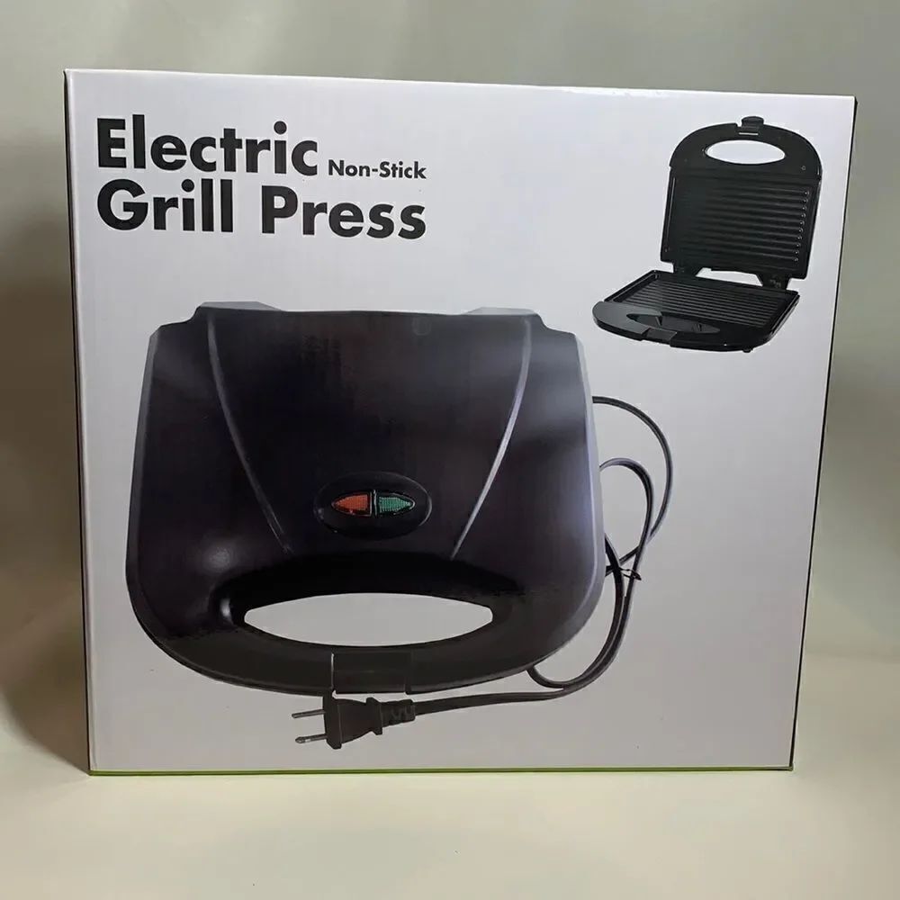 Intertek Electric Grill Press Non-Stick Compact Quick Classic Black Locking Lid